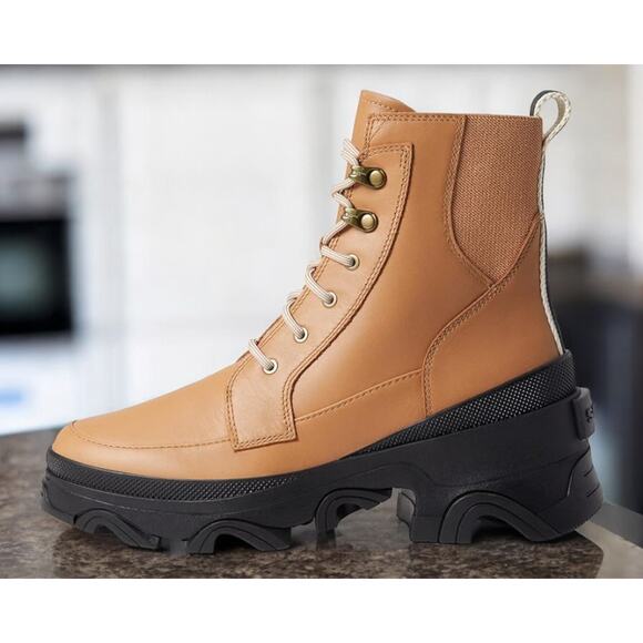 Sorel Women's Brex  WP Lace Up  Boots Size 7.5   Tawny Buff, Black1951211  NWT - Picture 1 of 8